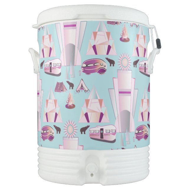 Art Deco Camping Aqua Beverage Cooler (Front)