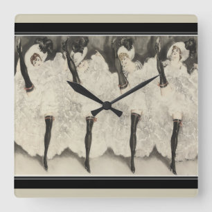 Art Deco "Can Can" by Louis Icart Square Wall Clock