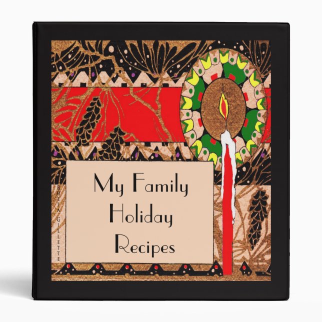 Art Deco Candle and Pinecone Recipe Binder (Front)