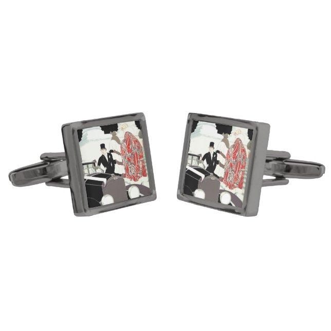 Art Deco Car Ride Gatsby Cufflinks (Angled)