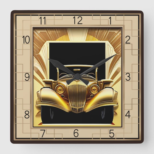 Art Deco car Square Wall Clock (Front)