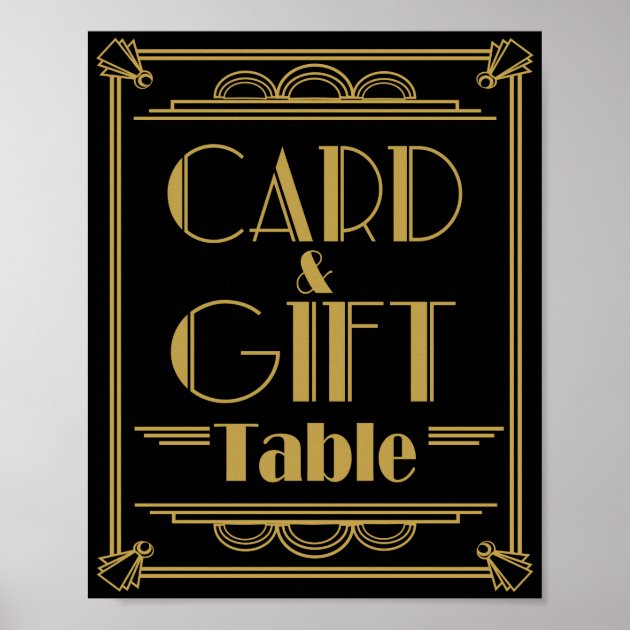 Art Deco Card And Gift Table Wedding Signs Poster