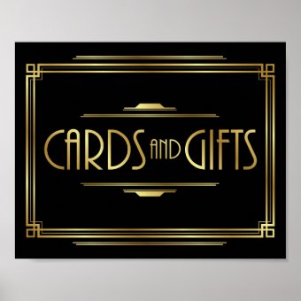 Art Deco CARDS and GIFTS Sign Print | Zazzle
