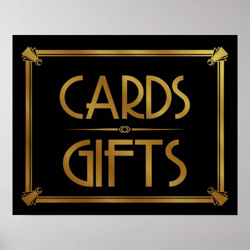 Art Deco Cards and gifts table print GOLD