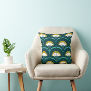 Art deco carnations throw pillow