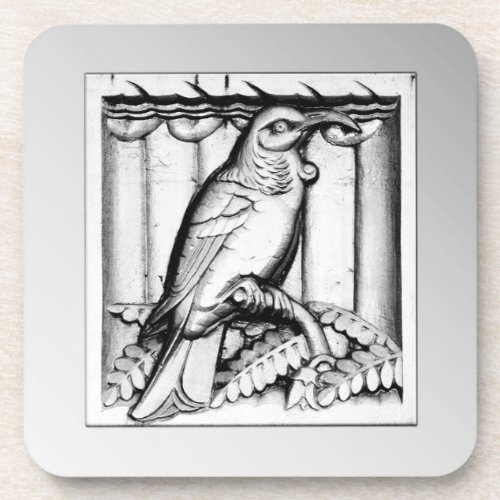 Art Deco carved stone falcon _ silver Coaster