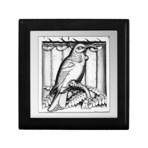 Art Deco carved stone falcon - silver Keepsake Box