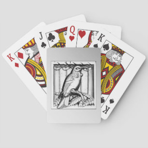 Art Deco carved stone falcon - silver Poker Cards
