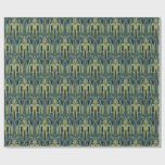 Art Deco Cascading Fountains in Blues and Greens Wrapping Paper