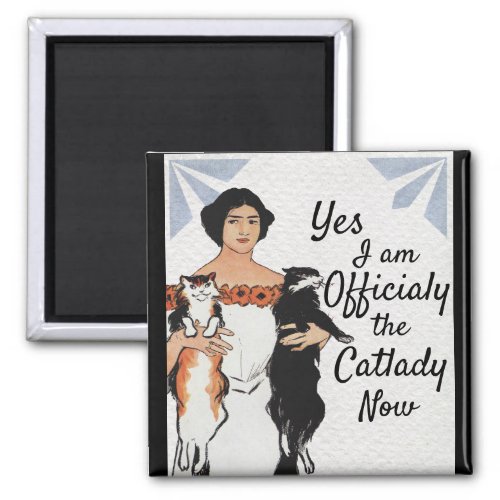 Art deco cat lady funny magnet