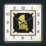 Art Deco Cat Square Wall Clock<br><div class="desc">Great clock design. You will love it like others. Be free to use this design for other product you like or to customize and add your text. Follow me for more. Thank you. Have a nice day.</div>