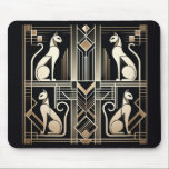 Art Deco Cats Mouse Pad<br><div class="desc">A Black And Gold Mouse Pad Design In An Art Deco Cat Theme For Your Office or Home</div>