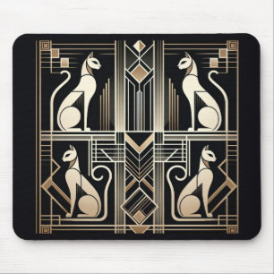 Art Deco Cats Mouse Pad