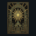 Art Deco Celestial Sun & Moon Poster | Gold Geomet<br><div class="desc">Complete your gallery wall with the "Aura Celestial" Art Deco poster. This exquisite design serves as the perfect companion piece, featuring a radiant golden sun and a winged crescent moon centered within a majestic, symmetrical frame. The sophisticated blend of teal, gold, and obsidian black captures the high-luxury feel of the...</div>