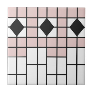 Art Deco Ceramic Tile Blush Pink Geo Print