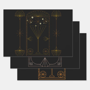 Art Deco Champagne Wrapping Paper Sheets