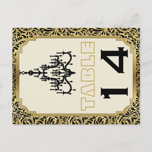 Art Deco chandelier black gold table number