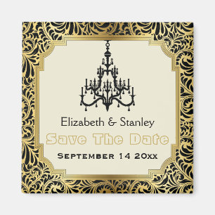 Art Deco chandelier wedding Save the Date Magnet