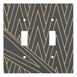 Art Deco Charcoal Grey and Gold Light Switch Cover