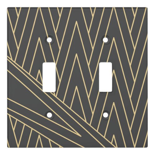 Art Deco Charcoal Grey and Gold Light Switch Cover