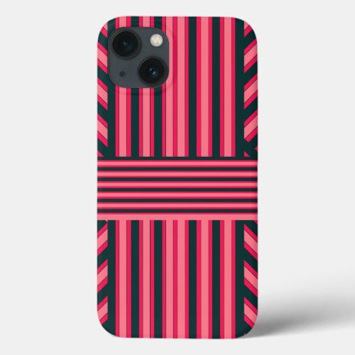 Art Deco Charcoal Pink Abstract Elegant Pattern iPhone 13 Case
