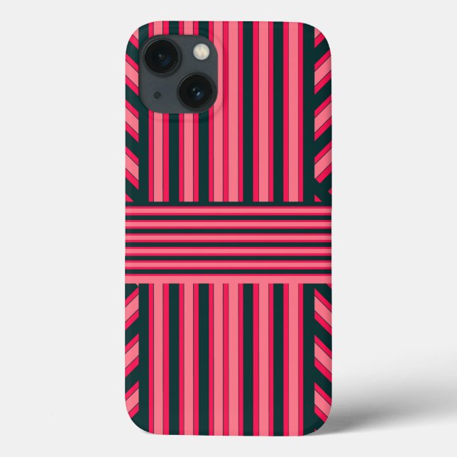 Art Deco Charcoal Pink Abstract Elegant Pattern Case-Mate iPhone Case (Back)
