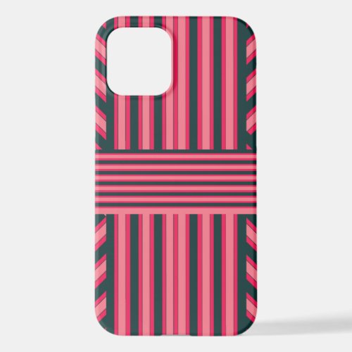Art Deco Charcoal Pink Abstract Elegant Pattern iPhone 12 Case