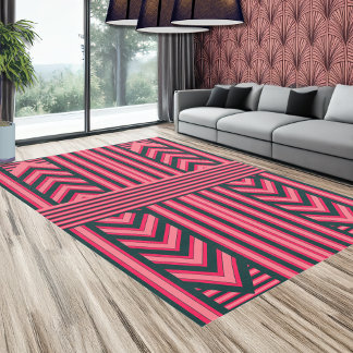 Art Deco Charcoal Pink Abstract Elegant Pattern Rug