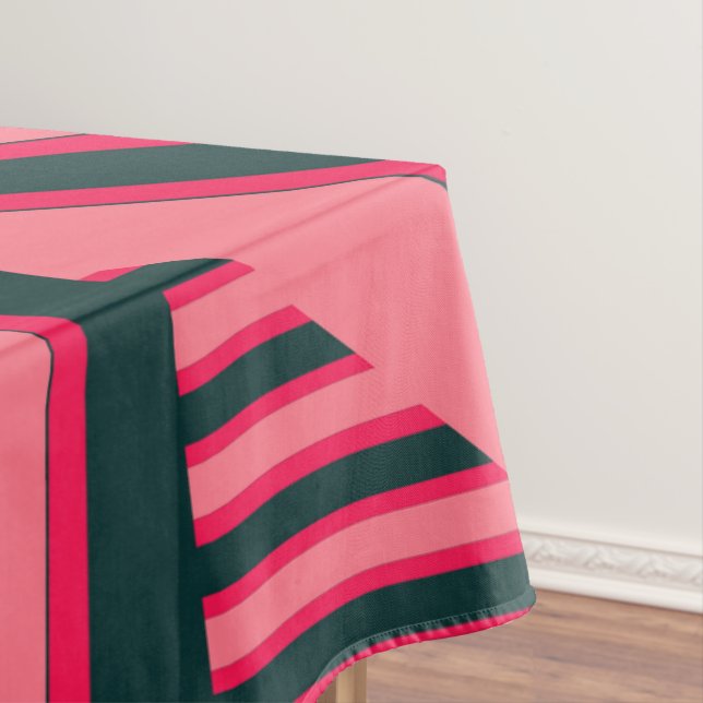 Art Deco Charcoal Pink Abstract Elegant Pattern Tablecloth (In Situ)