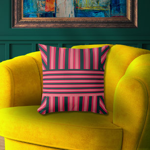 Art Deco Charcoal Pink Abstract Elegant Pattern Throw Pillow