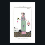 Art Deco Charles Martin Fashion Plate Print Poster<br><div class="desc">Charles Martin (French)Costumes Parisiens 1918 Fashion Plate Plate 108. Robe de linon rayé bordée de linon rose - Fichu aussi de linon rose (Striped linen dress trimmed with pink linen - Scarf also in pink linen) Journal des Dames et des Modes. Etching with pochoir color on laid paper, 1913. Now...</div>