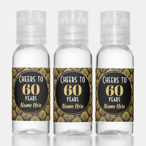 Art Deco Cheers to 60 Years 60th Birthday Party Hand Sanitizer