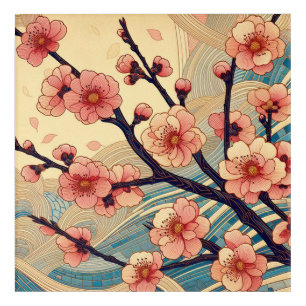 Art Deco Cherry Blossom Acrylic Wall Art