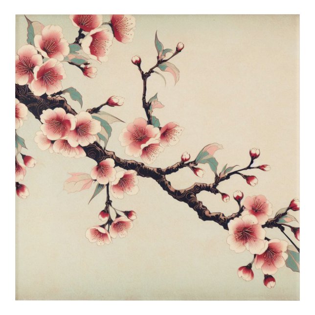 Art Deco Cherry Blossom Acrylic Wall Art (Front)