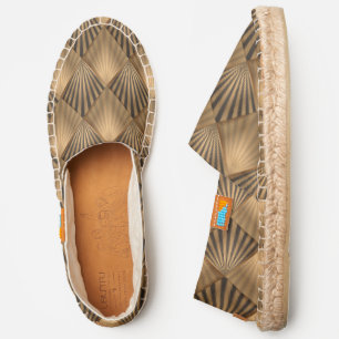 Art Deco Chic Gold Black Geometric Pattern Espadrilles