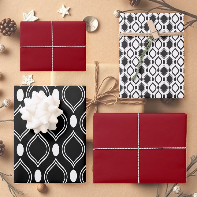 Art Deco Chic Pearls Black Burgundy Wrapping Paper Sheets (Creator Uploaded)
