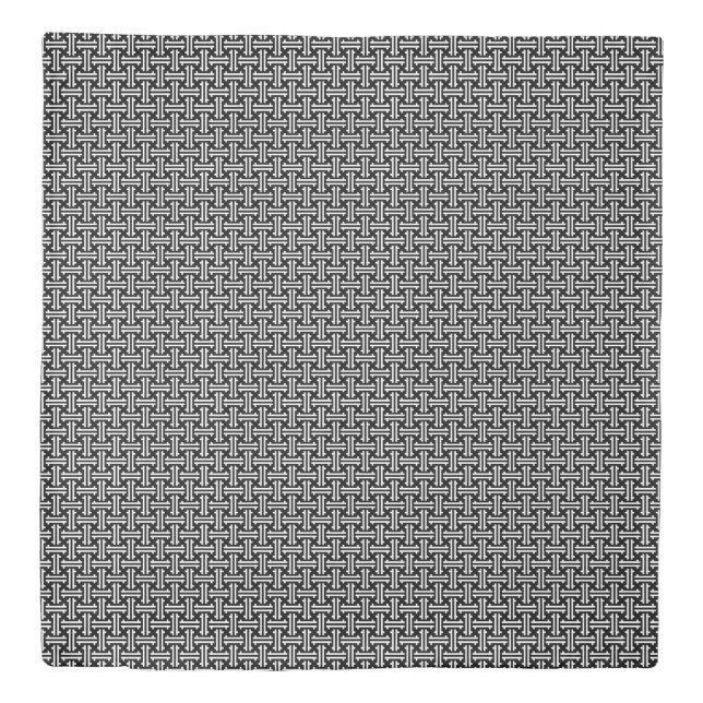 Art Deco Chinese Fret, Black and White Duvet Cover (Front)