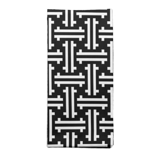 Art Deco Chinese Fret, Black and White Napkin (Folded)