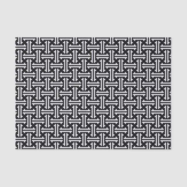 Art Deco Chinese Fret, Black and White Tissue Paper (Front)