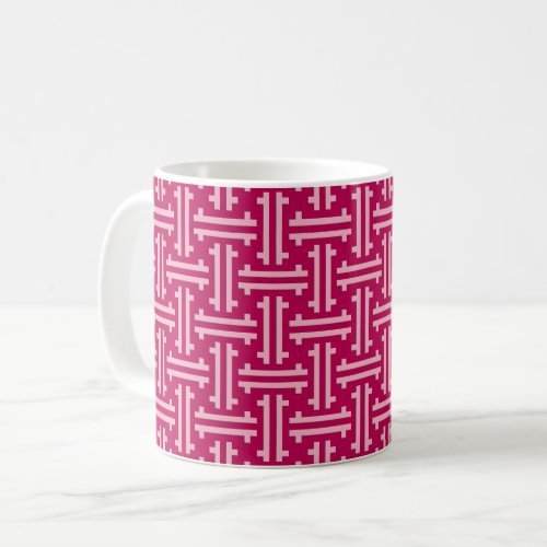 Art Deco Chinese Fret Fuchsia Pink Coffee Mug