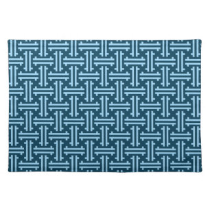 Art Deco Chinese Fret, Indigo and Sky Blue Cloth Placemat