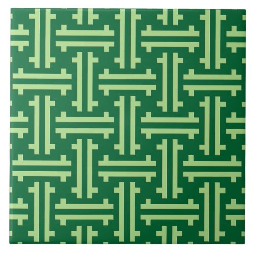 Art Deco Chinese Fret Jade Green Ceramic Tile
