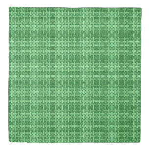 Art Deco Chinese Fret, Jade Green Duvet Cover