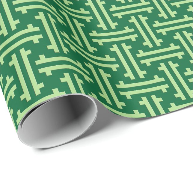 Art Deco Chinese Fret, Jade Green Wrapping Paper (Roll Corner)