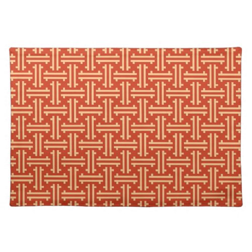 Art Deco Chinese Fret Mandarin Orange  Cloth Placemat