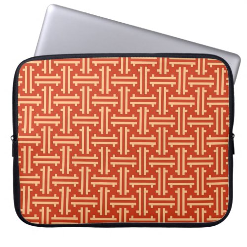 Art Deco Chinese Fret Mandarin Orange Laptop Sleeve