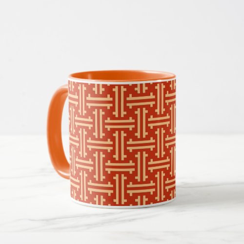 Art Deco Chinese Fret Mandarin Orange Mug