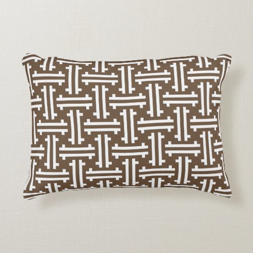 Art Deco Chinese Fret Taupe Tan and White Accent Pillow