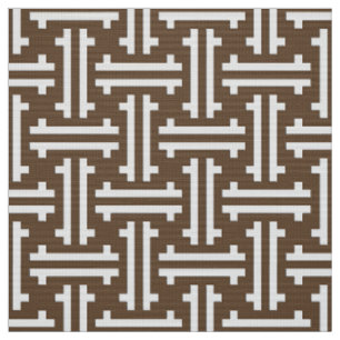 Art Deco Chinese Fret, Taupe Tan and White Fabric