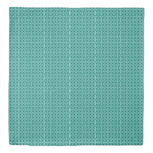 Art Deco Chinese Fret, Turquoise and Aqua Duvet Cover